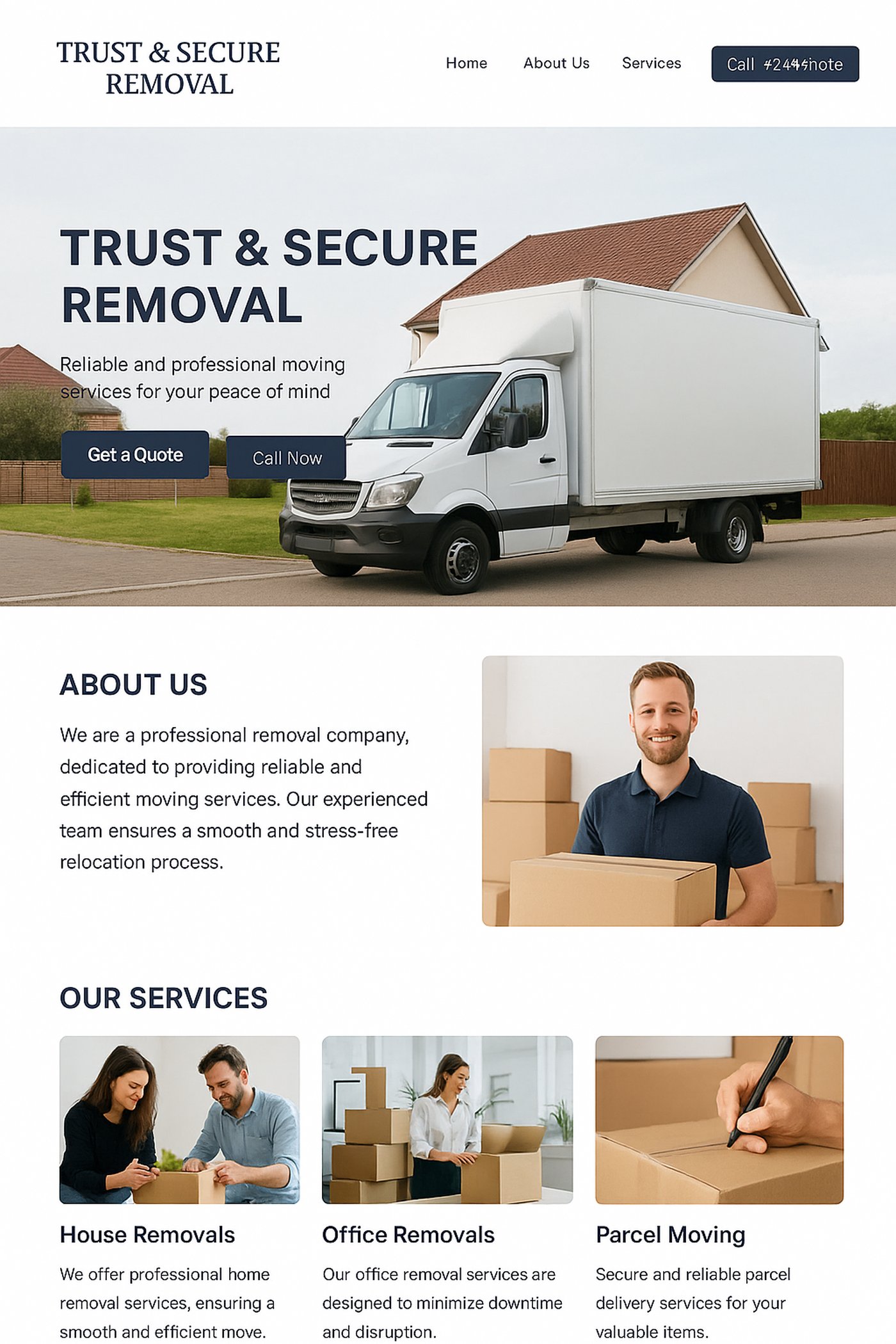 Moving van in residential street